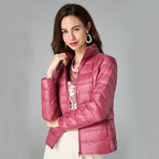 Women’s Ultra-Light Puffer Jacket with Fine Pleats Pink