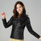 Women’s Ultra-Light Puffer Jacket with Fine Pleats Black