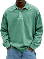 Men’s Elegant Long-Sleeved Polo Shirt for Smart-Casual Style Green