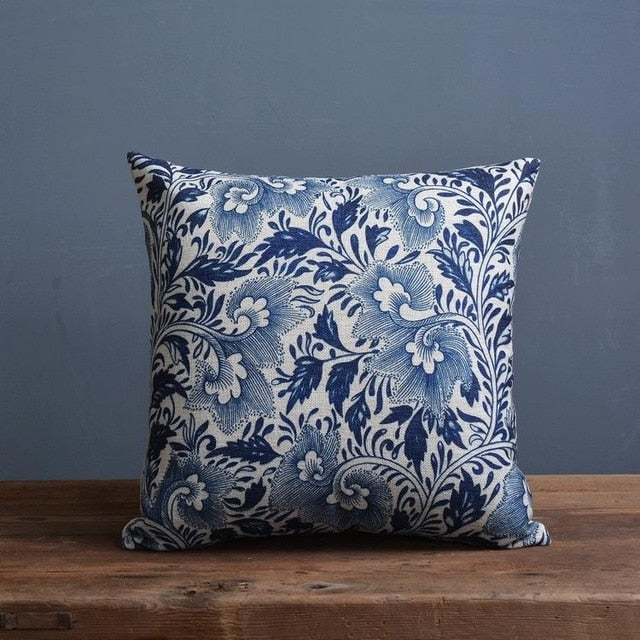 Elegant Cushion Cover with Heritage Porcelain Art Design Porcelain C