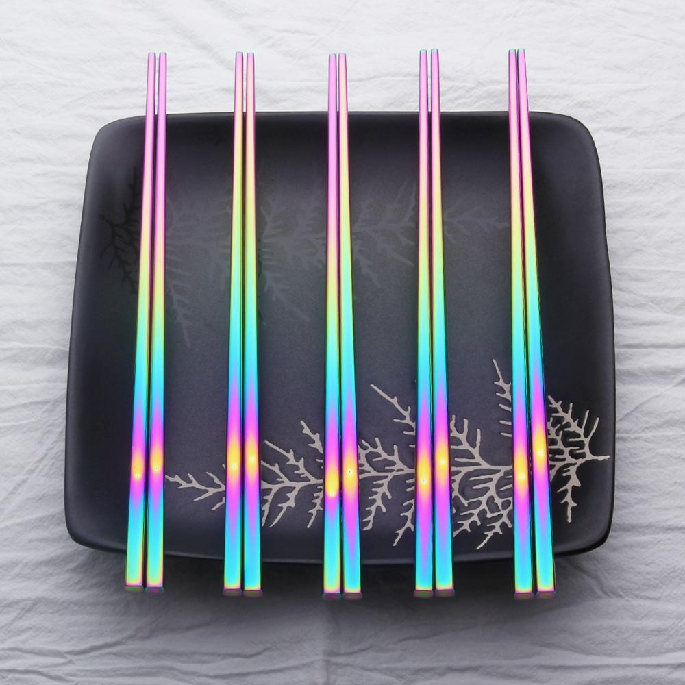 Sophisticated Stainless Steel Chopsticks Set of 6 Pairs 6 Pair