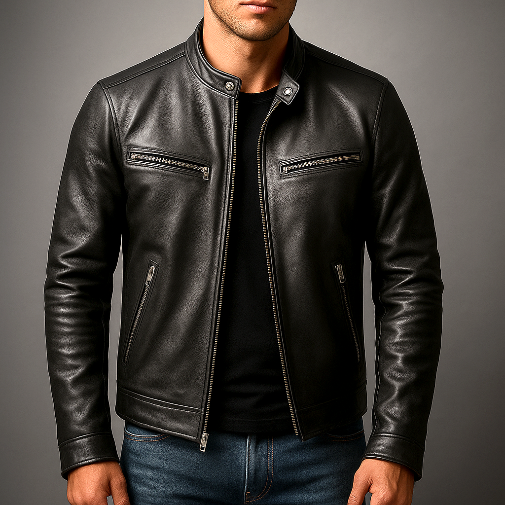 Men’s Casual Leather Jacket Black