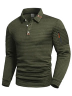 Men’s quilted jumper in green with quilted panel detail, styled for casual and smart-casual outfits.