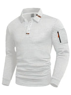 Men’s quilted jumper in white with quilted panel detail, styled for casual and smart-casual outfits.