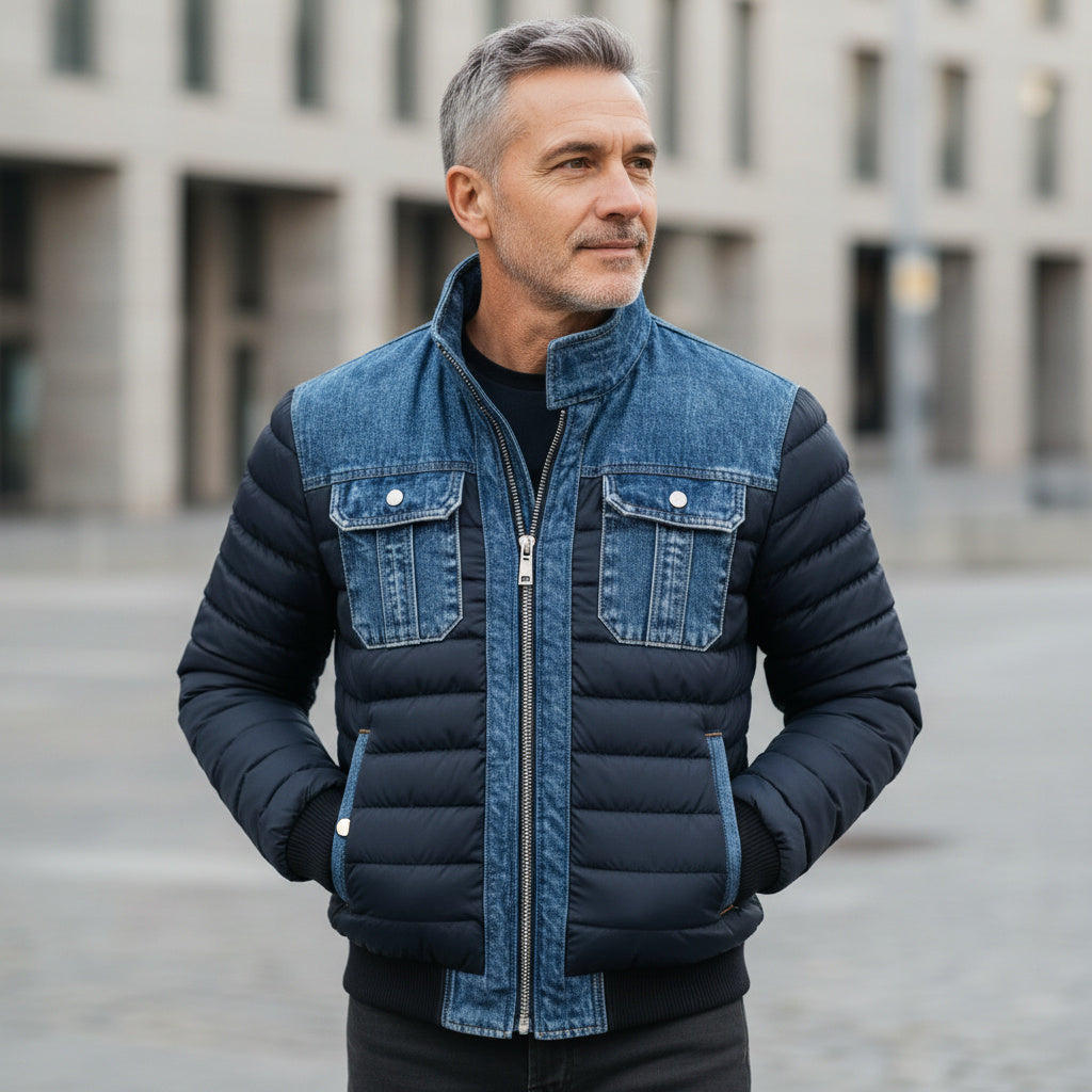Men’s Stylish Quilted Denim Jacket