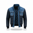 Men’s Stylish Quilted Denim Jacket Blue