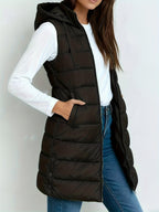 Women’s Elegant Quilted Longline Gilet Black