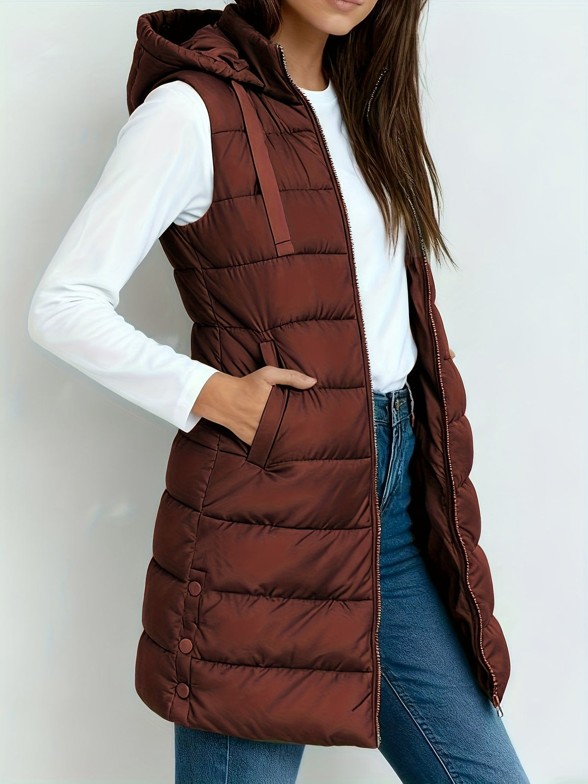Women’s Elegant Quilted Longline Gilet Crimson