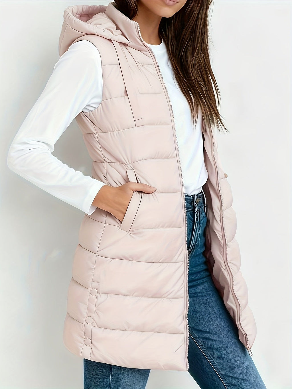 Women’s Elegant Quilted Longline Gilet Pink