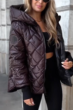 Women’s Warm Quilted Puffer Winter Coat Brown