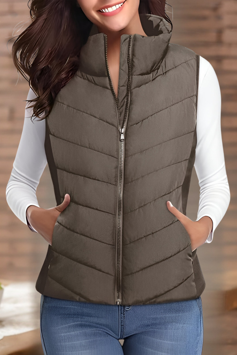 Women’s Warm Quilted Puffer Gilet Brown