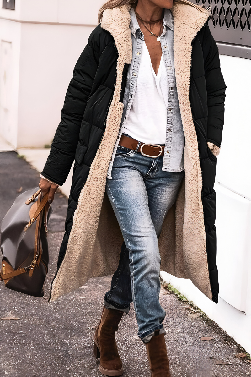 Women’s Elegant Thick Quilted Puffer Jacket Black