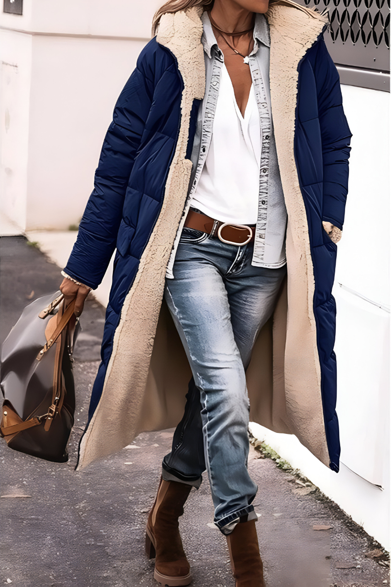 Women’s Elegant Thick Quilted Puffer Jacket Blue