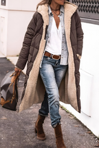Women’s Elegant Thick Quilted Puffer Jacket Brown