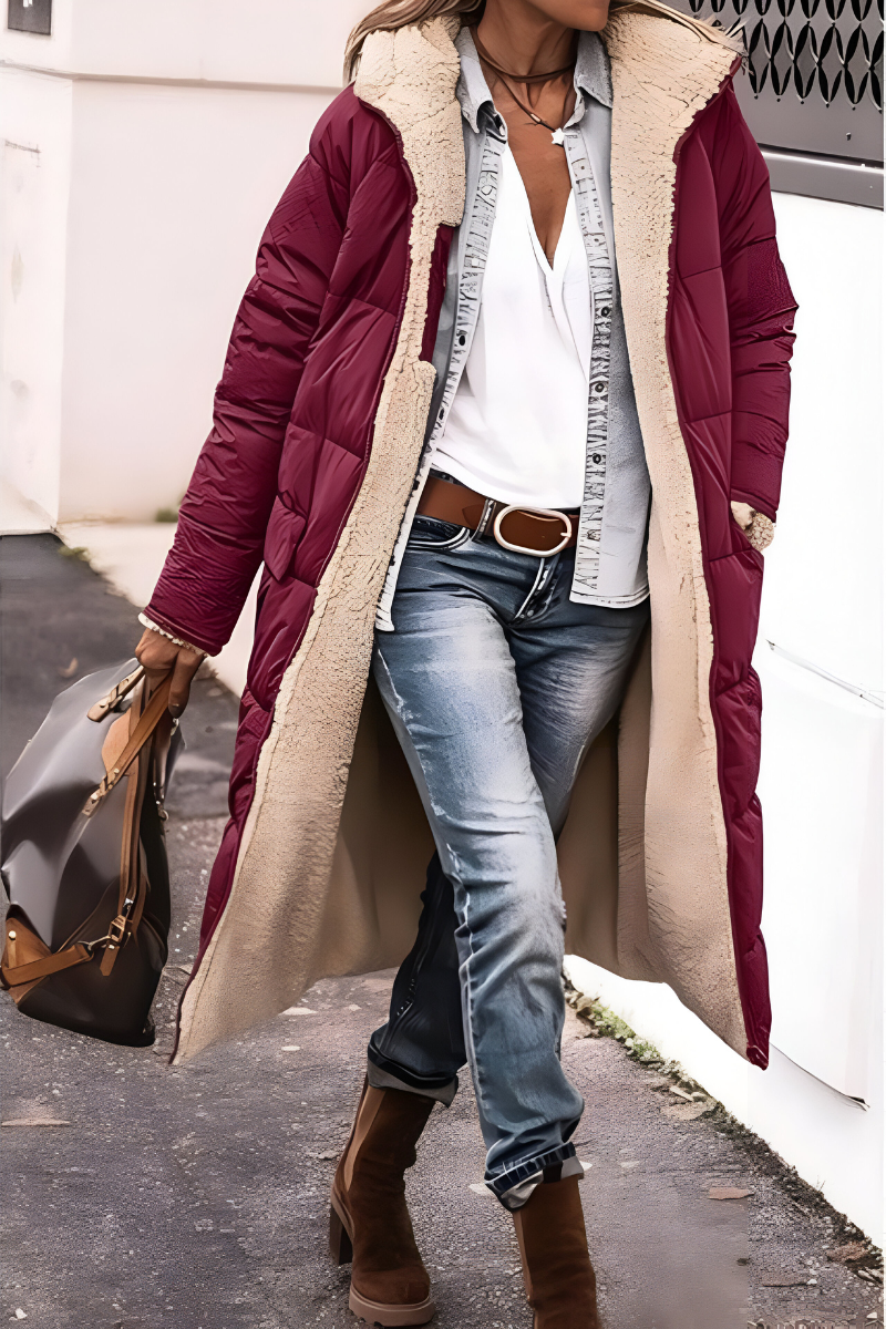 Women’s Elegant Thick Quilted Puffer Jacket Red