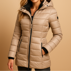 Women’s Warm Quilted Puffer Winter Coat Beige