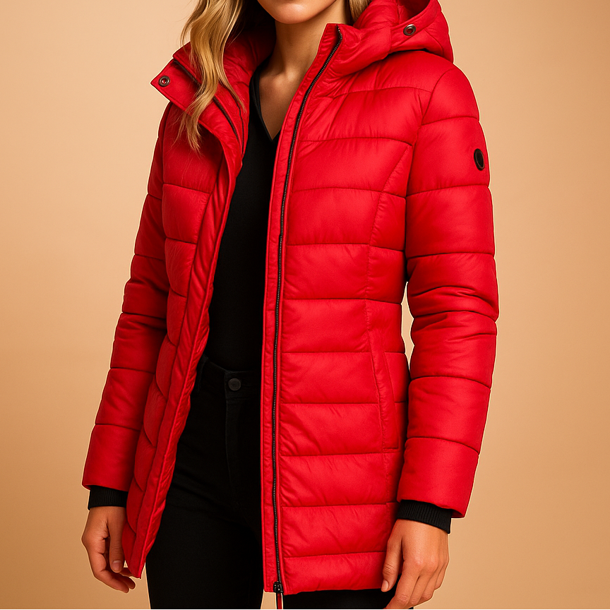 Women’s Warm Quilted Puffer Winter Coat Red