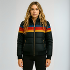 Women’s Retro Quilted Puffer Winter Coat Black