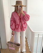 Women’s Romantic Heart Blouse with Ruffle Details
