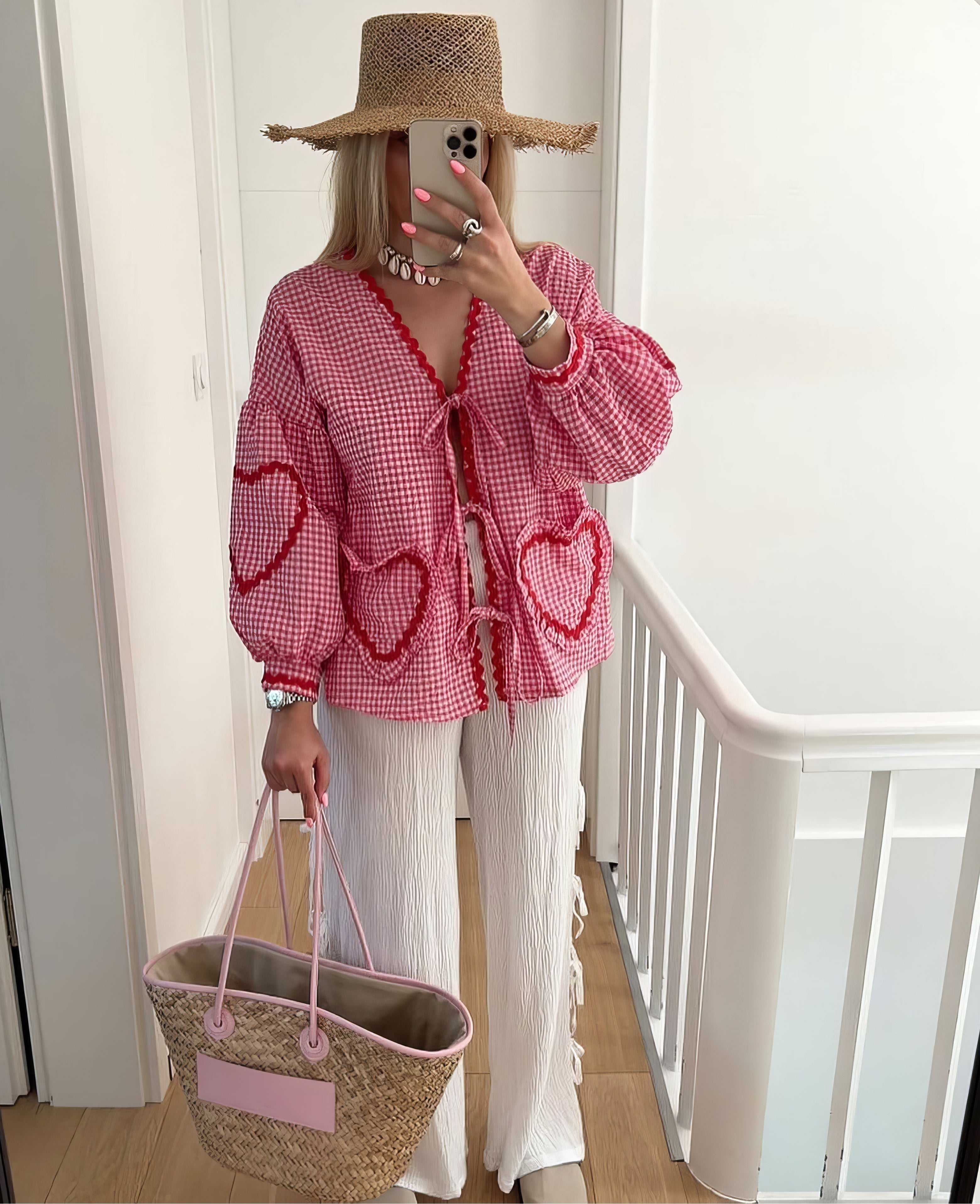 Women’s Romantic Heart Blouse with Ruffle Details