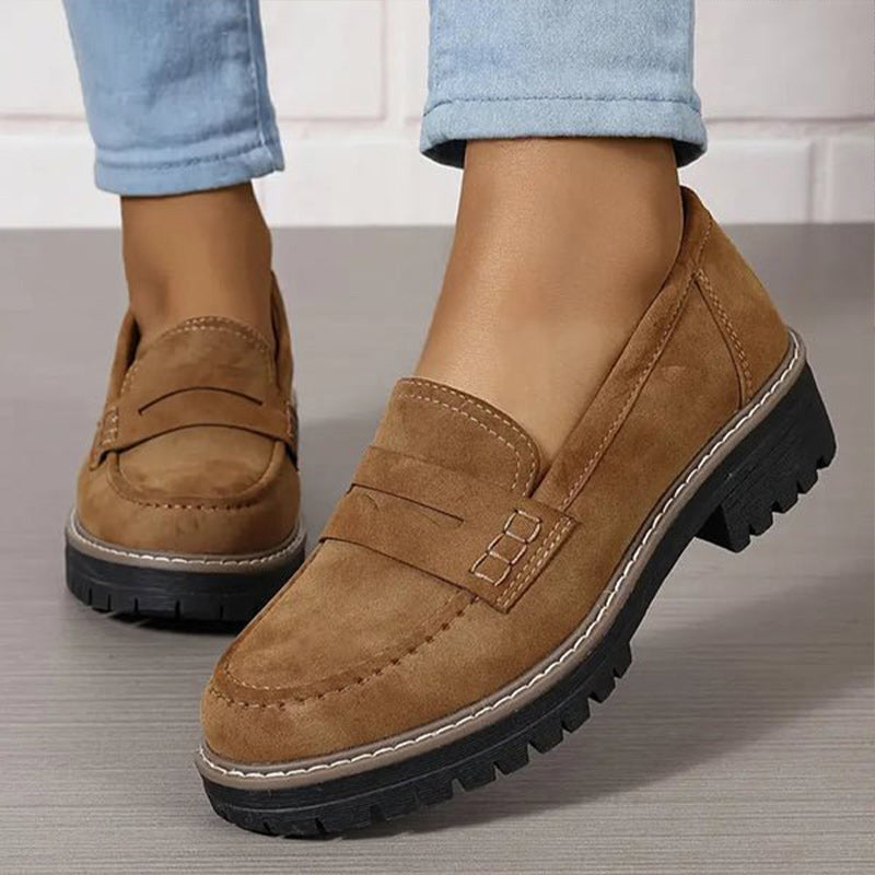 Women’s Chunky Sole Casual Loafers for Everyday Wear Brown