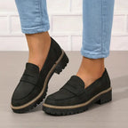 Women’s Chunky Sole Casual Loafers for Everyday Wear Black