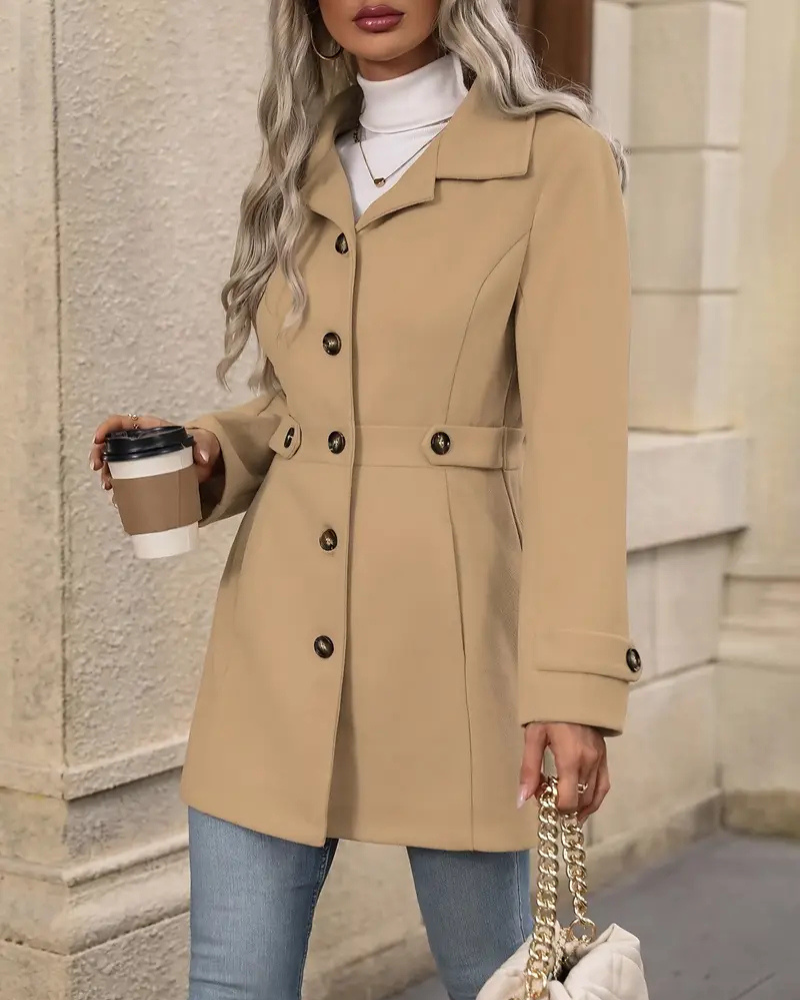 Women’s Elegant Tailored Longline Coat Khaki