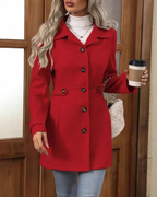 Women’s Elegant Tailored Longline Coat Red