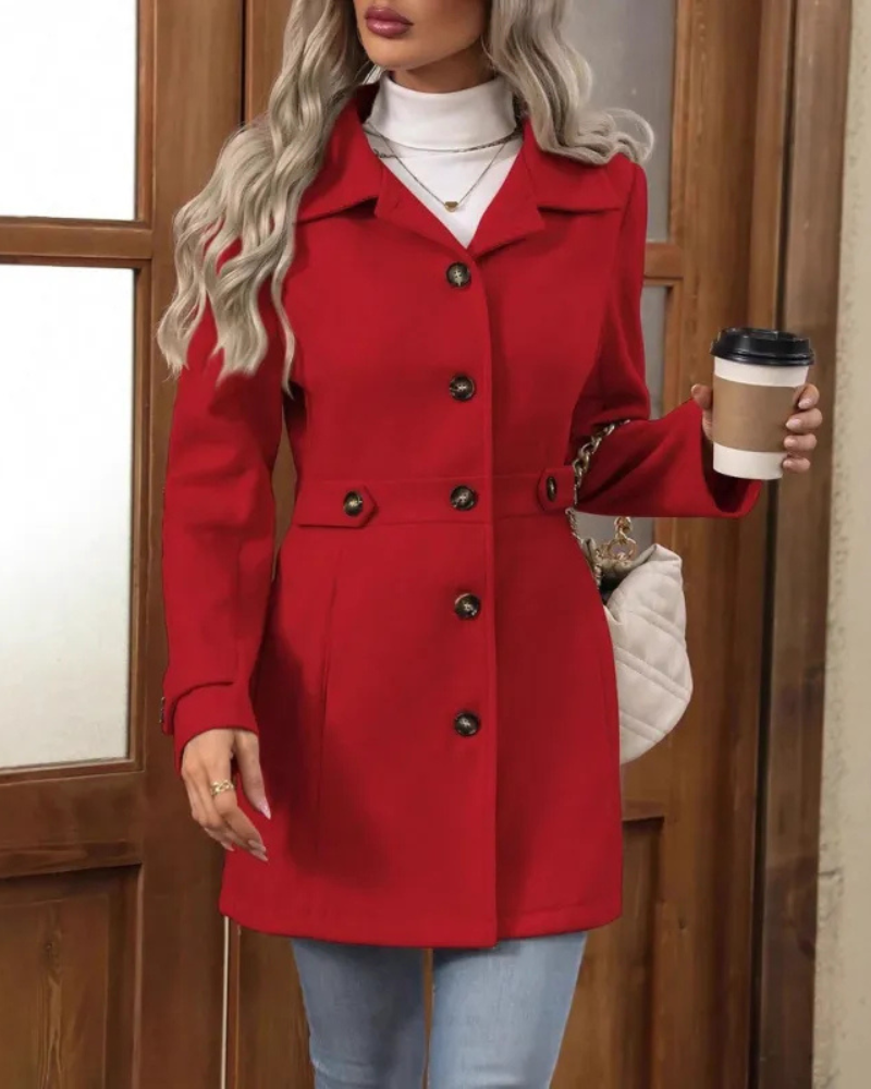 Women’s Elegant Tailored Longline Coat Red