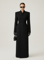 Women’s Elegant Tailored Maxi Coat Black
