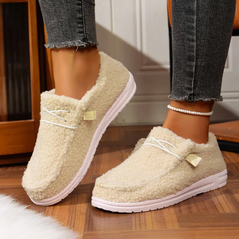 Women’s Warm Teddy Fleece Slippers Beige