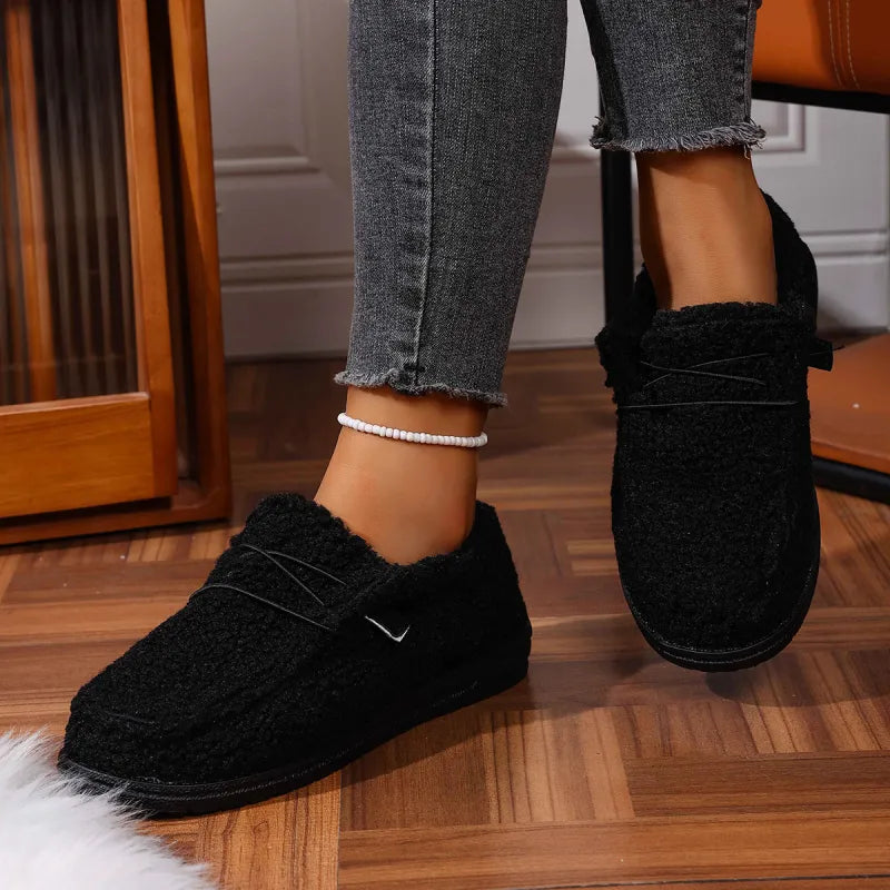 Women’s Warm Teddy Fleece Slippers Black