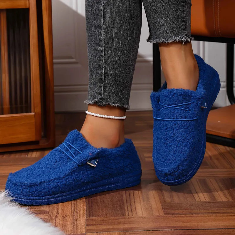 Women’s Warm Teddy Fleece Slippers Blue