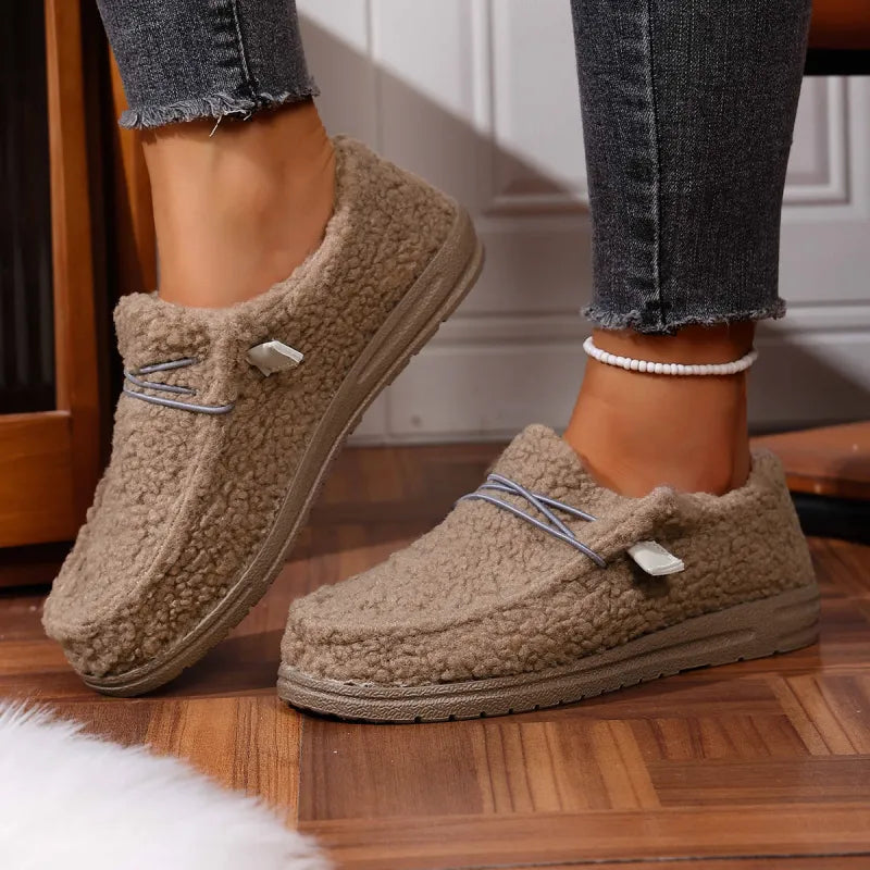 Women’s Warm Teddy Fleece Slippers Khaki