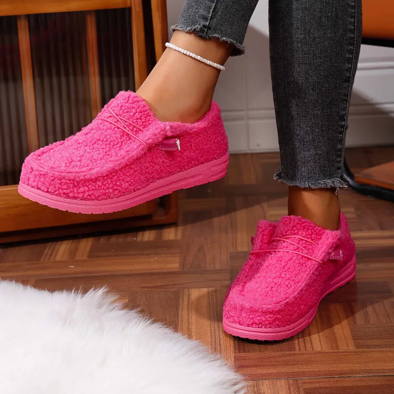 Women’s Warm Teddy Fleece Slippers Pink