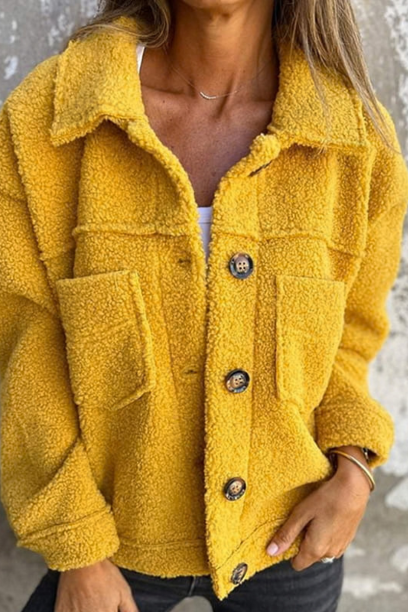 Women’s Comfortable Teddy Jacket Yellow