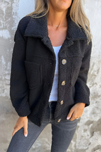 Women’s Warm Casual Teddy Jacket Black