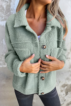 Women’s Warm Casual Teddy Jacket Green