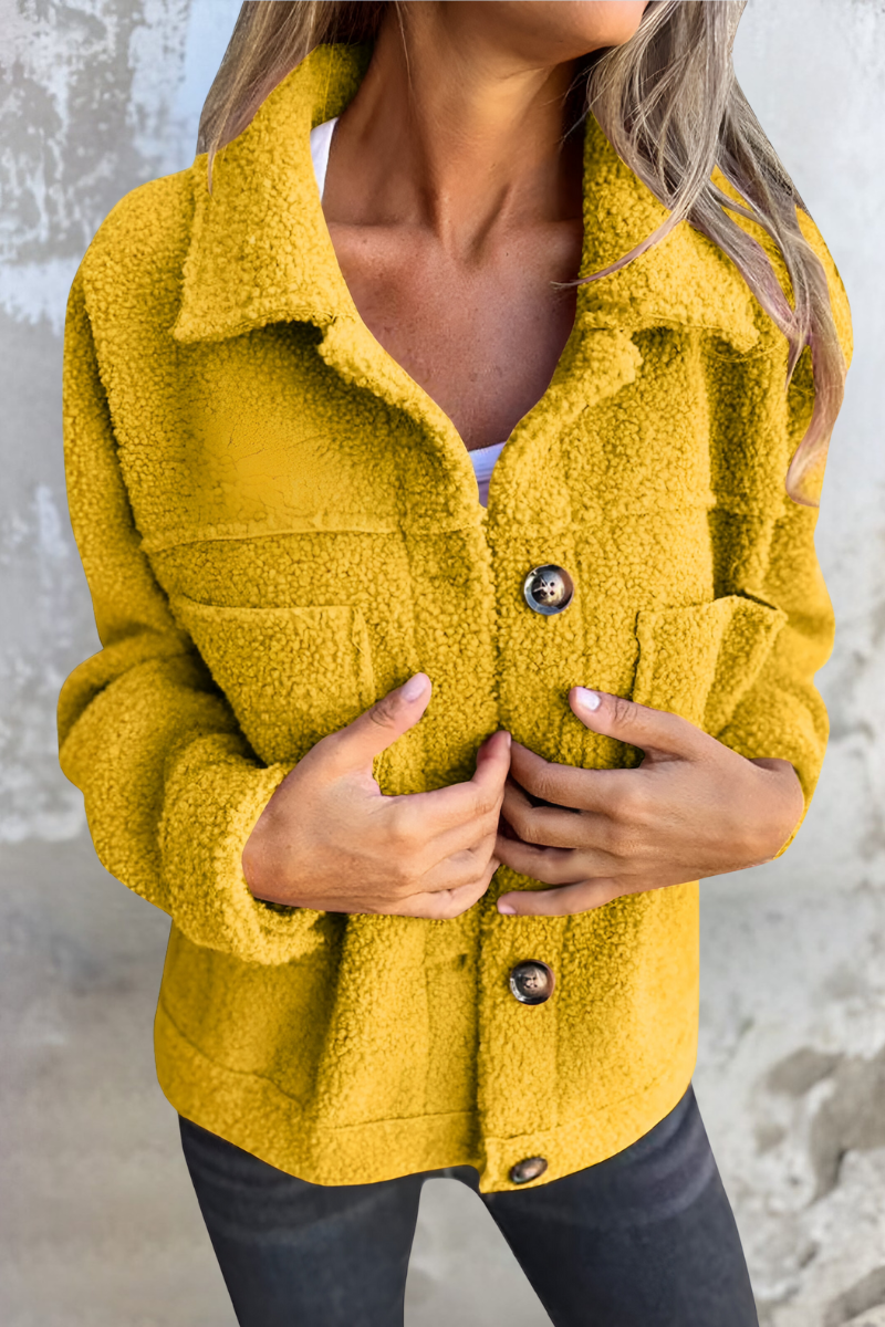 Women’s Warm Casual Teddy Jacket Yellow
