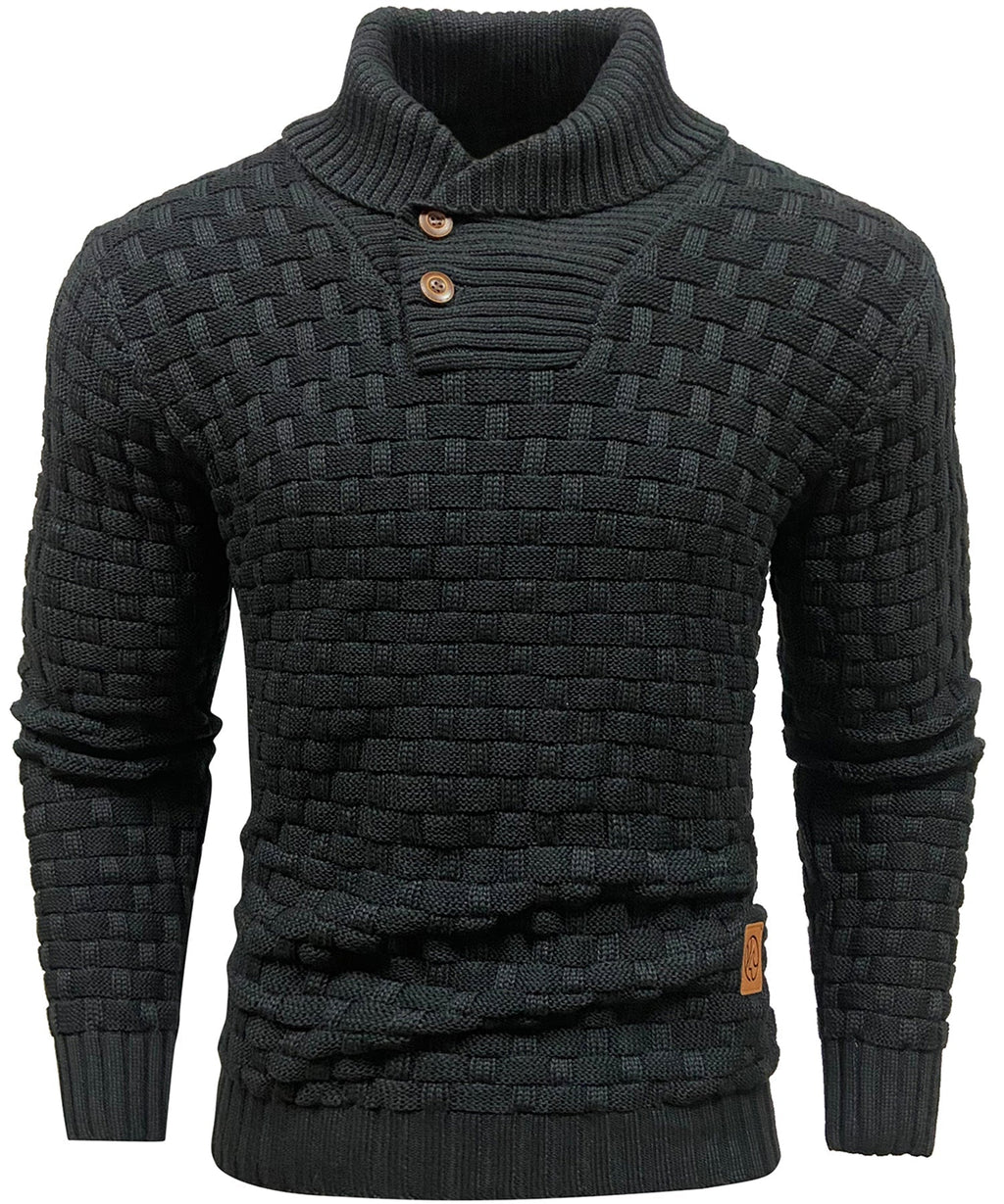 Men’s Warm Textured Knitted Jumper Black