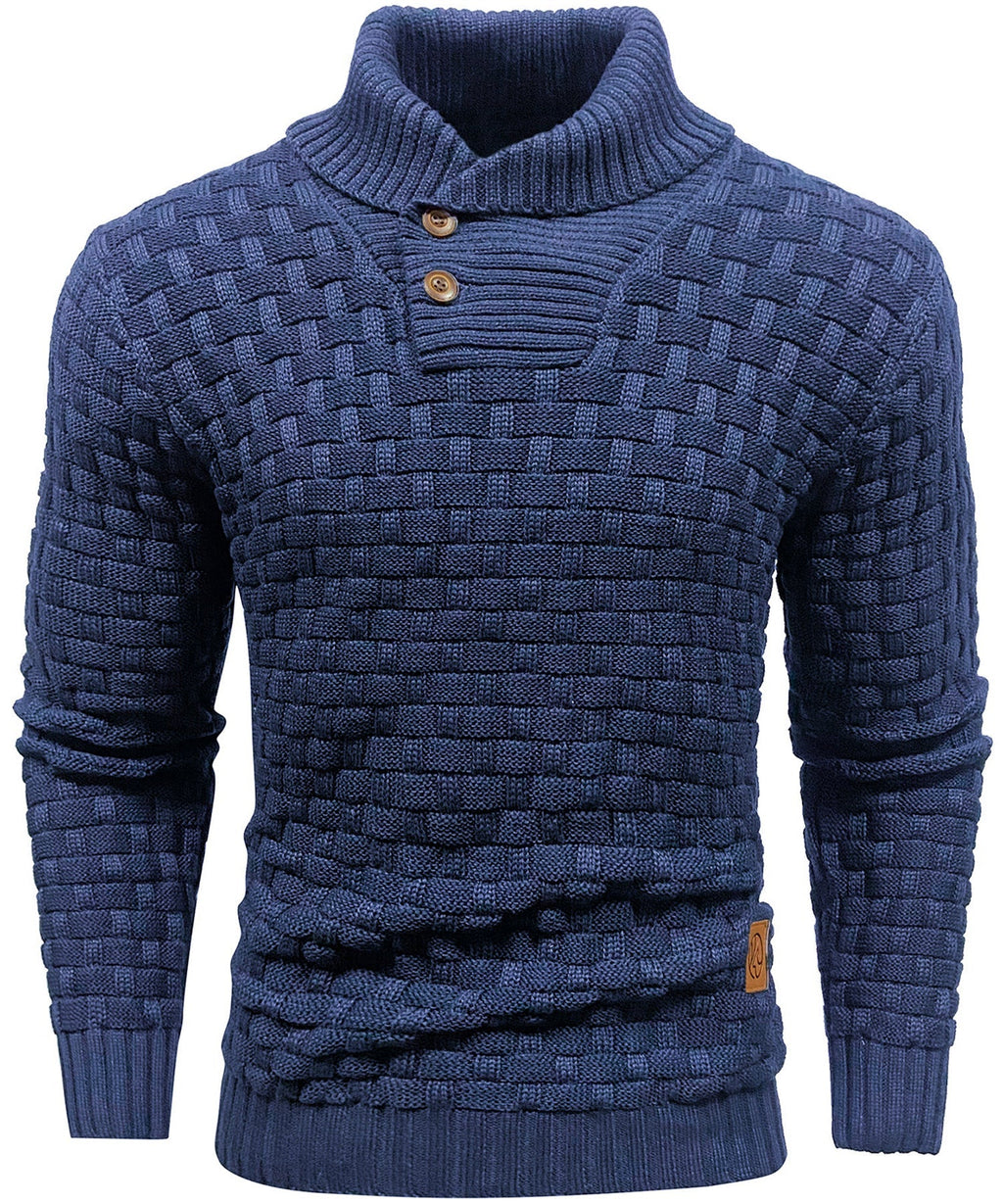 Men’s Warm Textured Knitted Jumper Blue