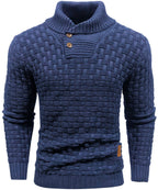 Men’s Warm Textured Knitted Jumper Blue