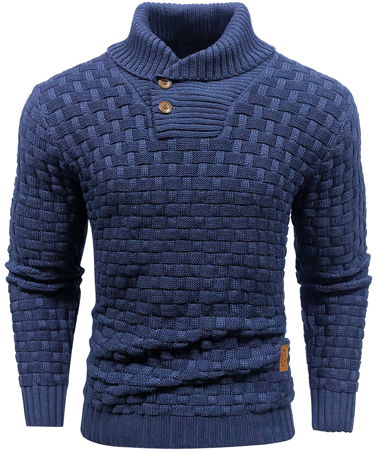 Men’s Warm Textured Knitted Jumper Blue