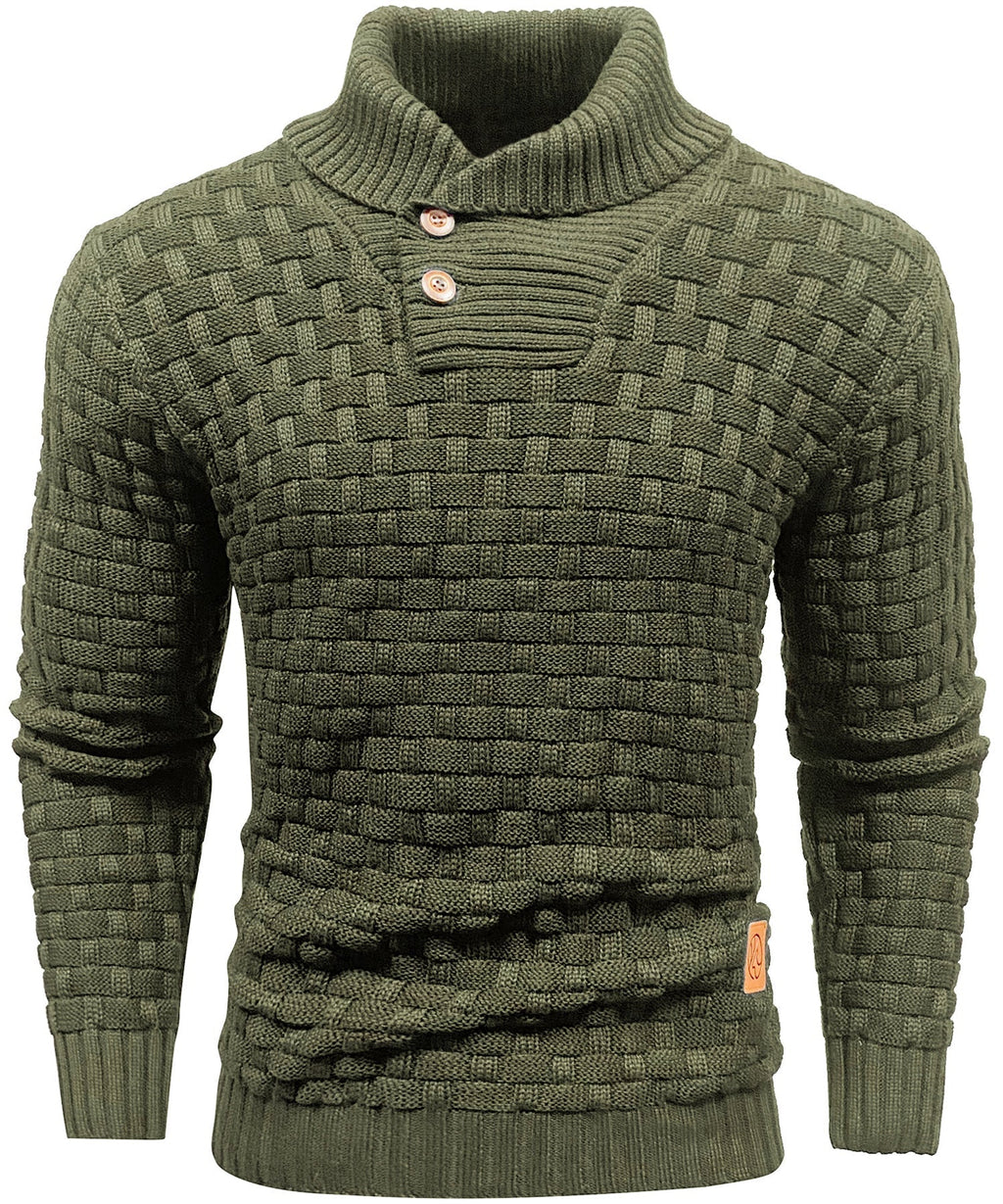 Men’s Warm Textured Knitted Jumper Green