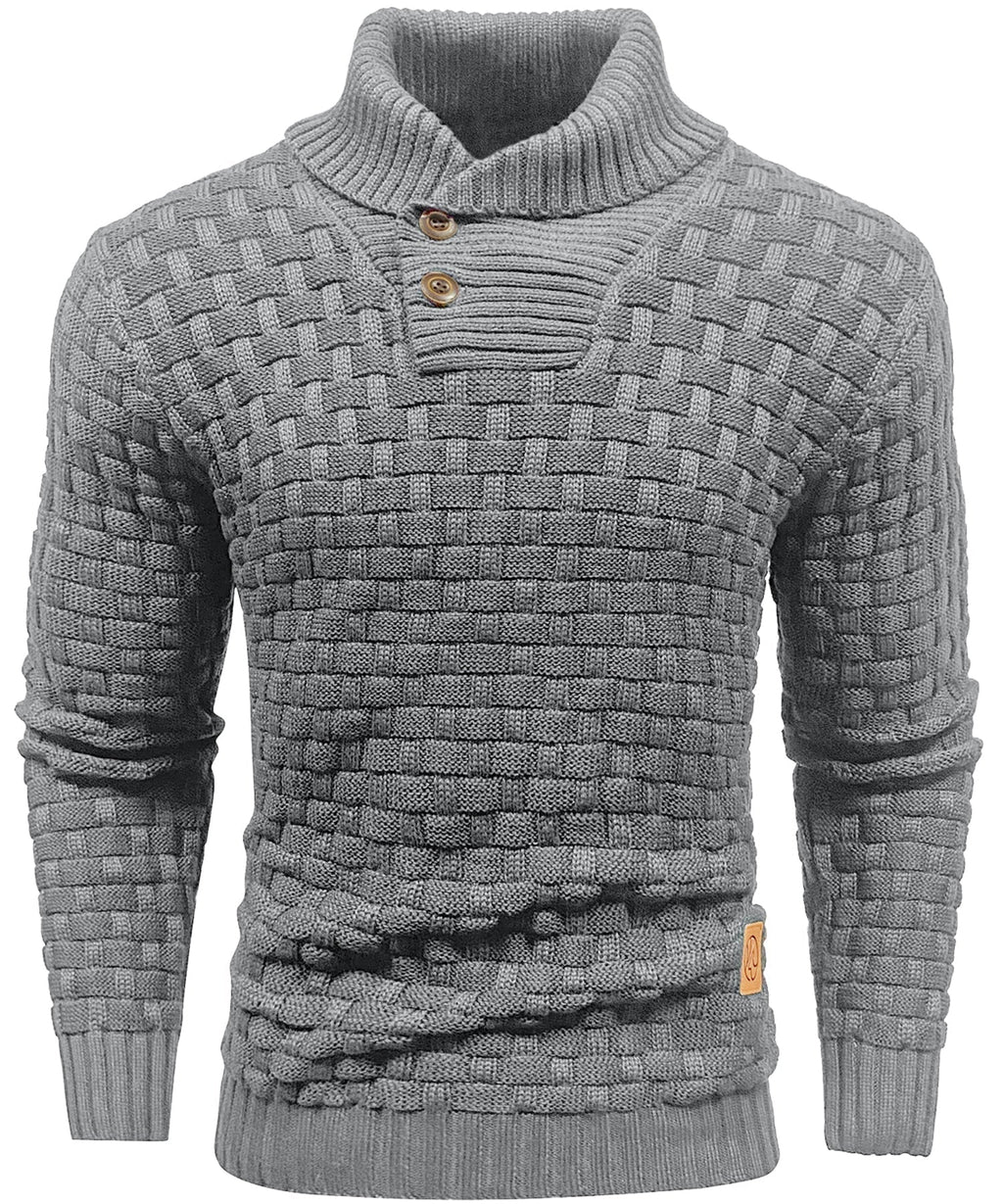 Men’s Warm Textured Knitted Jumper Grey