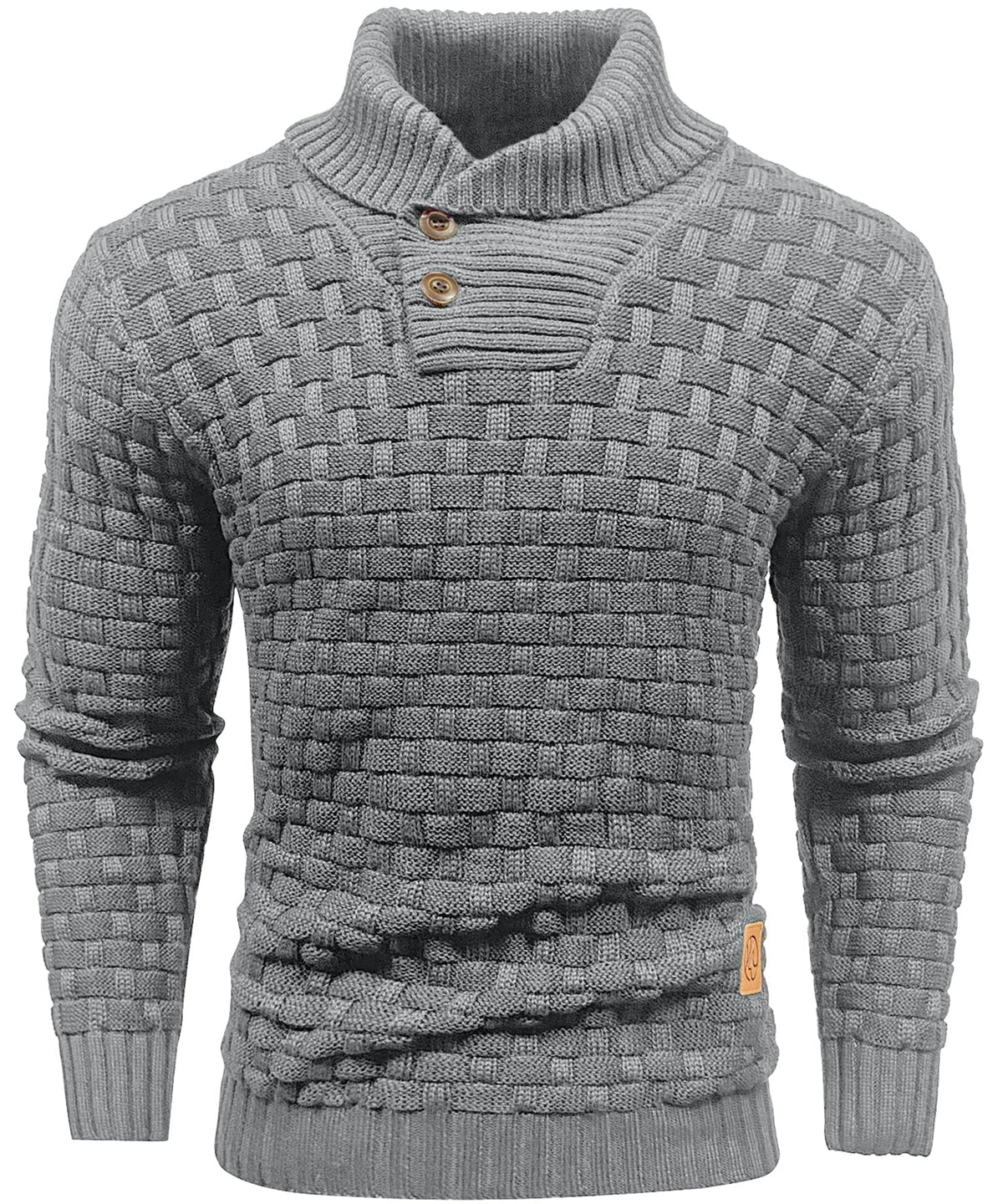 Men’s Warm Textured Knitted Jumper Grey