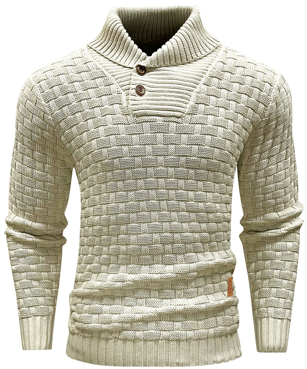 Men’s Warm Textured Knitted Jumper Khaki