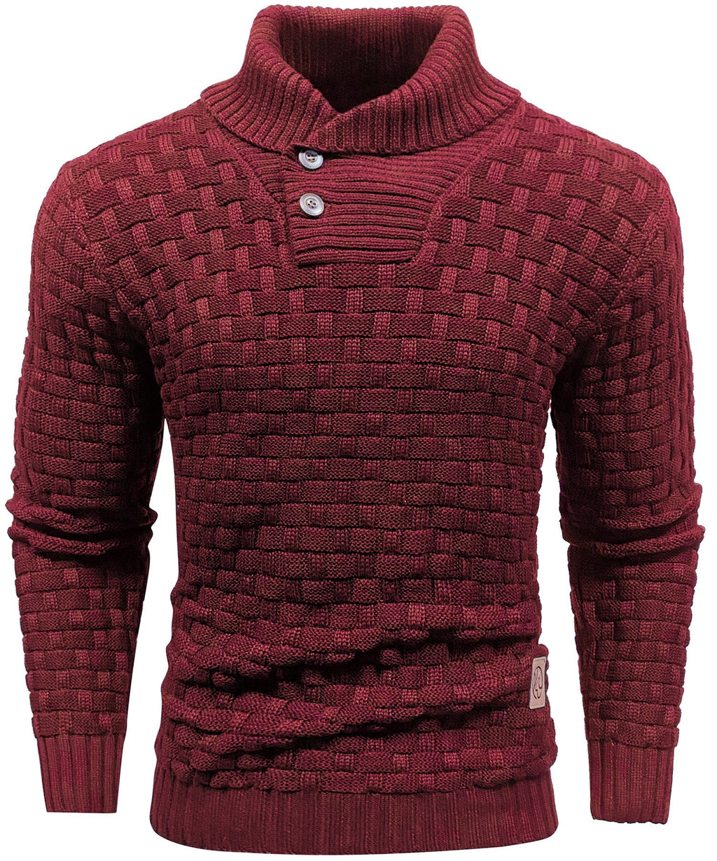 Men’s Warm Textured Knitted Jumper Red