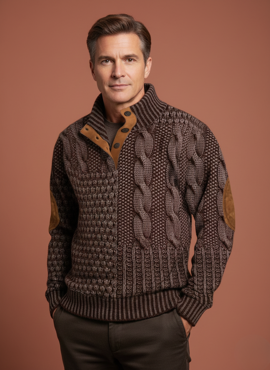 Men’s Stylish Textured Knitted Jumper Brown