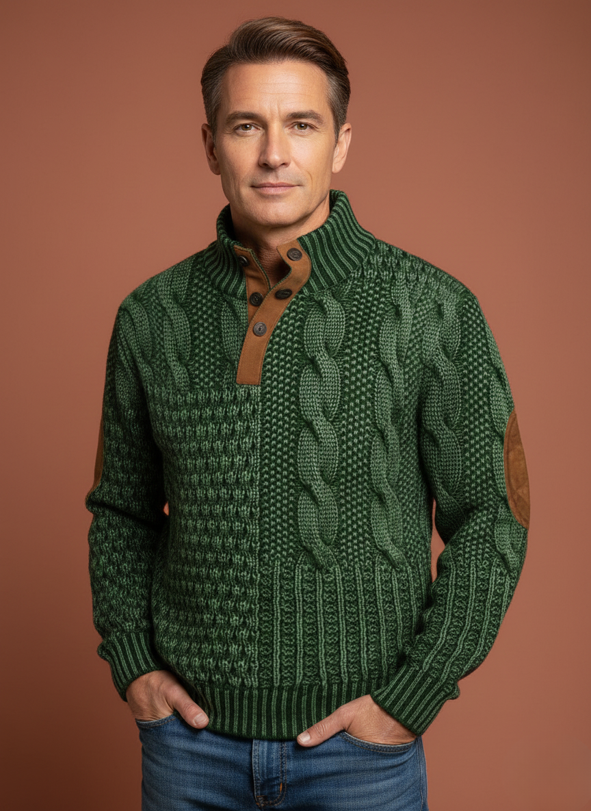 Men’s Stylish Textured Knitted Jumper Green